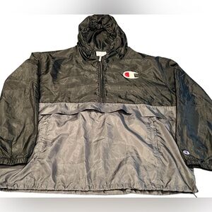 Champion 1/4 Zip Windbreaker Size 2XL Two Tone Gray Black Lightweight Packable